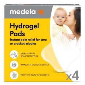 imageMedela Hydrogel Pads Instant Pain Relief for Cracked or Sore Nipples from Breastfeeding and Pumping Cooling Moisture Supports Natural Healing Pack of 4HydroGel Pads