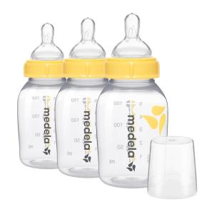 imageMedela Breast Milk Storage Bottles 3 Pack of 8 Ounce Breastfeeding Bottles with Nipples Lids Wide Base Collars and Travel Caps Made Without BPA5 ozmL