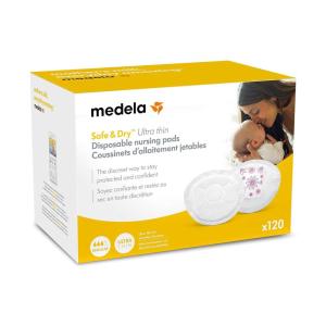 imageMedela Safe ampamp Dry Ultra Thin Disposable Nursing Pads 120 Count Breast Pads for Breastfeeding Leakproof Design Slender and Contoured for Optimal Fit and Discretion